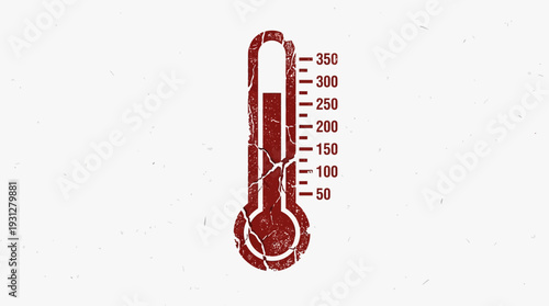 Grunge thermometer icon showing high temperature