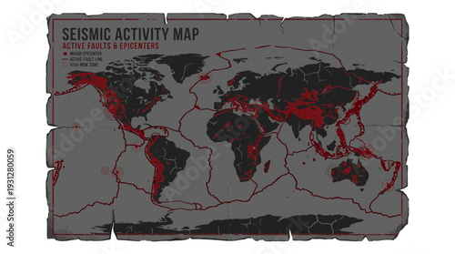 Seismic Activity Map Showing Earthquake Zones