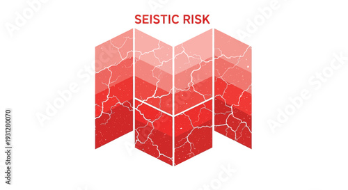 Seismic Risk Abstract Graphic with Cracks and Red Gradient