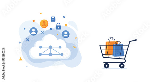 E-commerce data security and cloud computing integration for safe online shopping transactions and customer information protection.