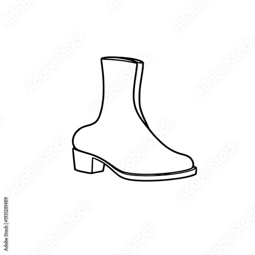 Black silhouette of sleek Chelsea boots on white background, smooth curves icon fashion statement, classic footwear design for runway lookbooks