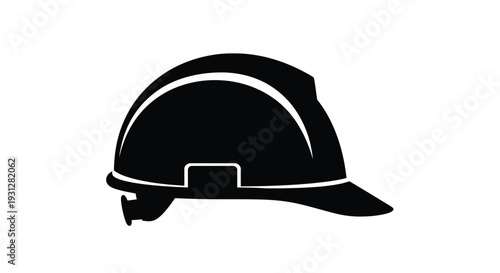 Black construction helmet isolated on a white background silhouette