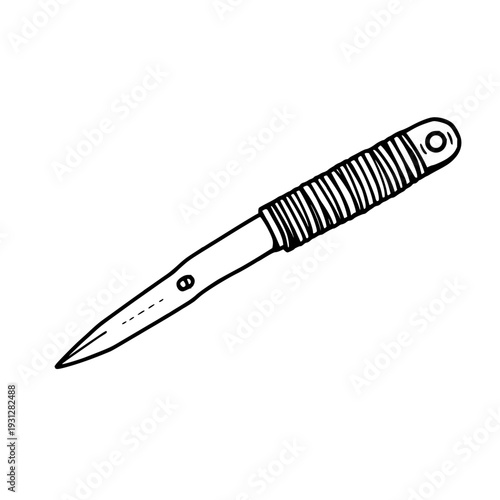 Silhouette of classic letter opener with pointed blade and ribbed handle on pristine white background – elegant office decor graphic illustration