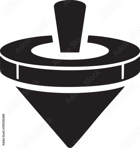 Whirling Top Graphic: A simple, black and white illustration of a classic spinning top, the focus is on a game or playtime