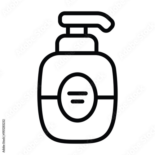 Minimal line illustration of liquid soap dispenser symbolizing hygiene and hand washing routine. Clean monochrome design ideal for sanitation visuals.