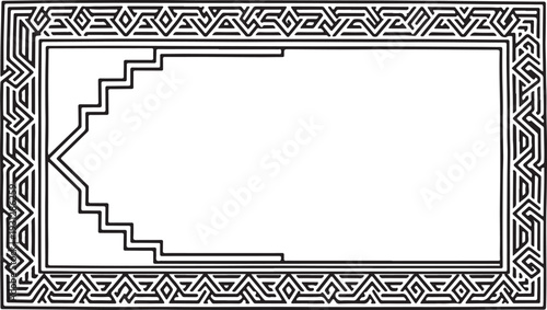 Cuadro en lienzo A black and white image of a rectangular frame with a celtic design