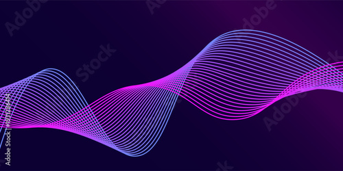 Perfect glowing pink and blue wave lines