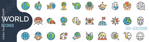 Global icons collection featuring diverse symbols and emblems representing various cultures and concepts from around the world in a visually appealing display