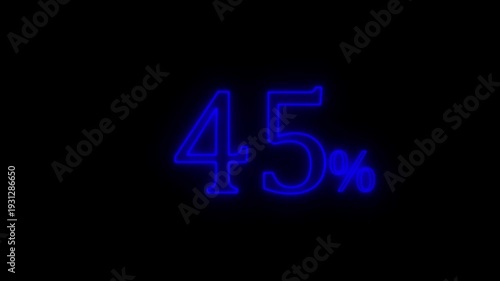 Neon Blue 45 Percent Progress Indicator on Black Background