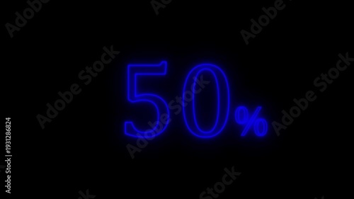 Neon Blue 50 Percent Progress Indicator on Black Background