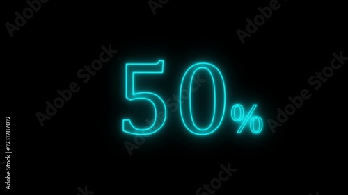 Neon Cyan 50Percent Progress Indicator on Black Background