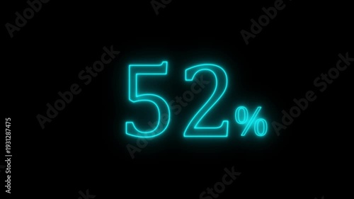 Neon Cyan  52 Percent Progress Indicator on Black Background