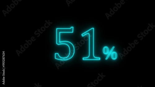 Neon Cyan  51 Percent Progress Indicator on Black Background