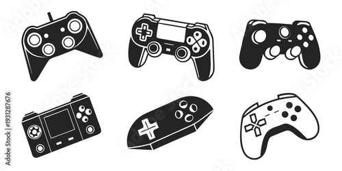 A collection of various video game controllers from different generations