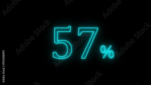 Neon Cyan 57 Percent Progress Indicator on Black Background