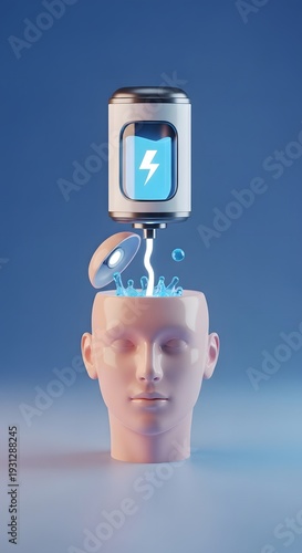 Robot head with an arrow coming out of it head and the.