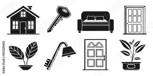 Illustration of various home and garden related icons