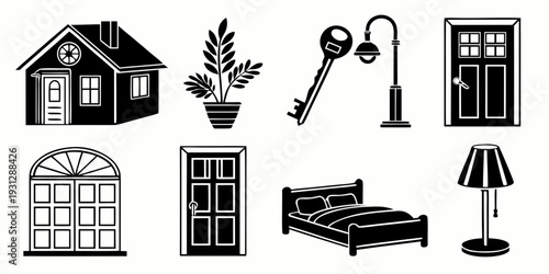 Assorted icons representing various aspects of home and interior design.
