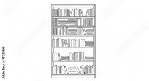 A detailed view of a multi-level bookshelf filled with numerous books from various perspectives.