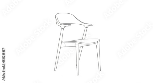 Simple chair illustration viewed from the side on a plain background