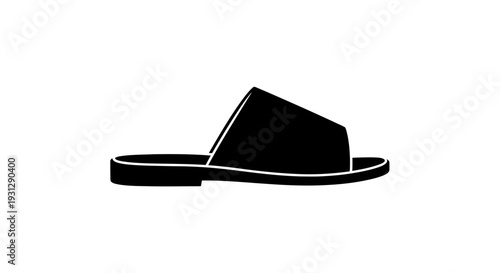Sleek black silhouette vector illustration of a comfortable and casual slide sandal, perfect for relaxed summer fashion and everyday wear