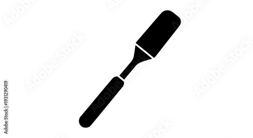 Simple black silhouette of a flat-ended spatula, perfect for culinary or artistic applications