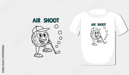 Retro Style Golf Ball Mascot Wearing Cap with Air Shoot Typography