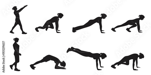 A series of illustrations depicting the correct form for performing push-ups.