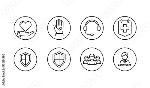 Modern Care and Support Icon Set Vector – Community and Assistance Symbols