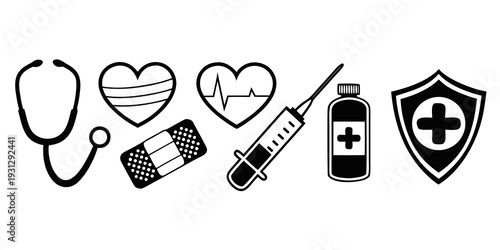 Medical symbols representing healthcare and protection against diseases