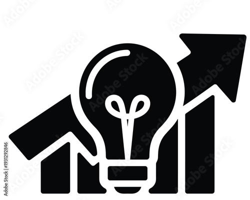 Light Bulb with Upward Arrow Graph Symbolizing Idea Growth and Success