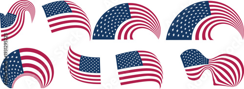 USA vector nation flag illustration in different style. United states of American stylish flag illustration. National symbol of united states with stars stripes illustration