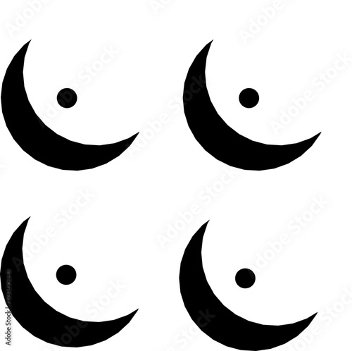 Set of 4 crescent moon icons vector