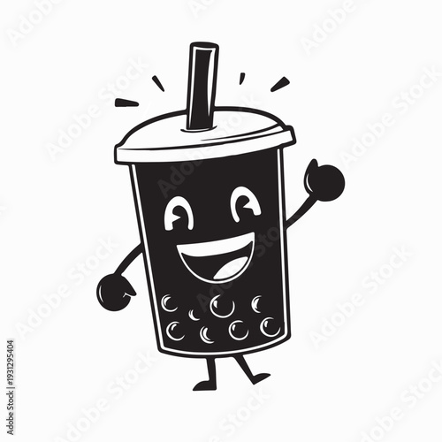 Boba Drink Character Logo Modern Jelly Vector Illustration Design