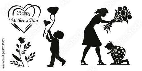 A heartwarming illustration of a family planting flowers together in a garden.