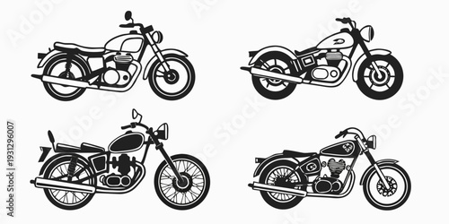 Assorted motorcycles showcasing different styles and designs in a lineup