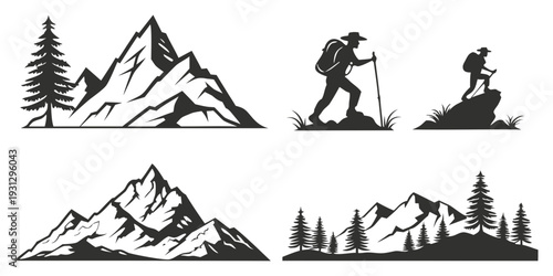 Mountain landscapes and hikers enjoying the great outdoors