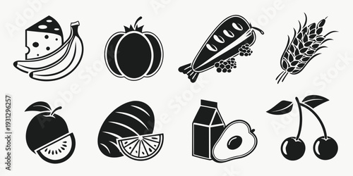 Assorted fruits and vegetables with a bottle and a stalk of wheat