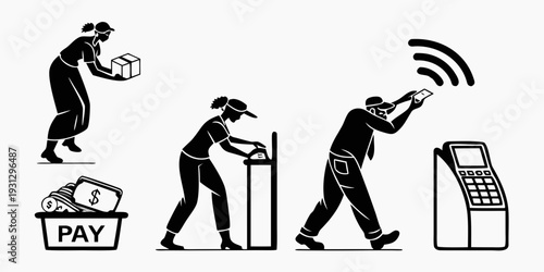 A man goes through the process of paying for goods at a self-service checkout.
