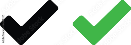Two checkmarks in black and green colors Vector