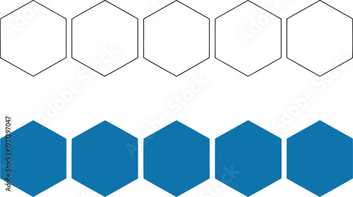 Hexagonal shapes in two rows Vector