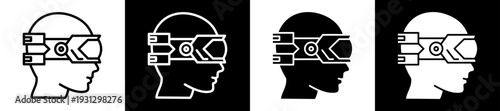 Vr Glasses Icon In Flat Version On Black And White Background