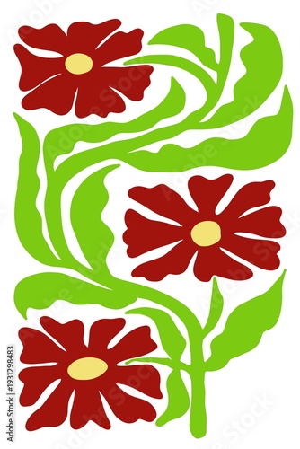 Floral abstract elements. Botanical composition. Modern trendy Matisse minimal style. Floral poster, invite. Vector arrangements for greeting card or invitation design	

