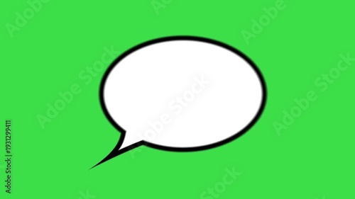 White speech bubble pop up animation on green screen background for video editing