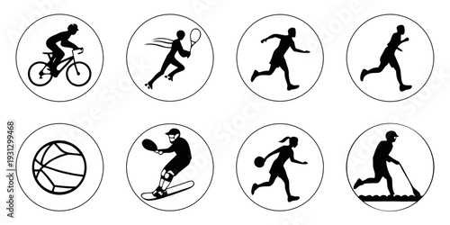Illustrations of various sports and activities with some crossed out