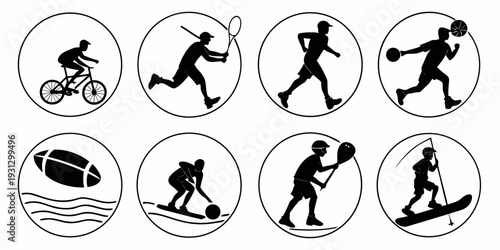 Illustration of various sports and activities with silhouettes