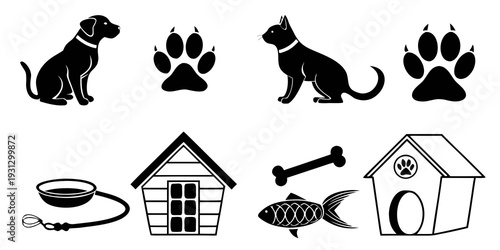 Illustrations of pets, their homes, and their favorite toys