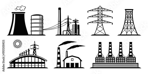 A collection of various industrial and power generation facilities and infrastructure.