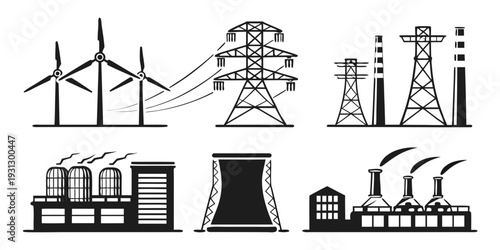 Various types of energy generation and distribution infrastructure