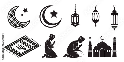 Religious icons and symbols representing islamic culture and tradition